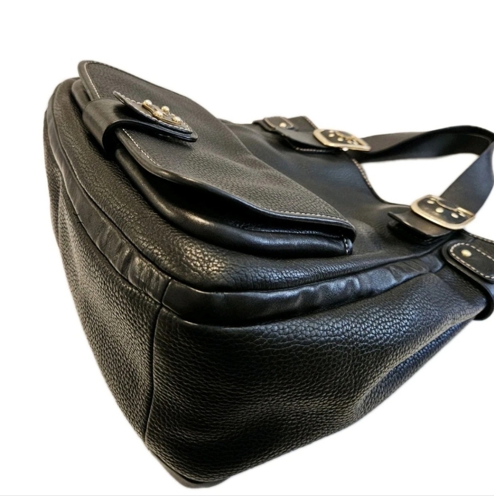 Vintage Michael Kors Black Leather Hobo Tote Bag EUC - Picture 10 of 15